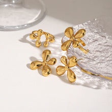 Load image into Gallery viewer, 18K gold stainless steel asymmetrical flower-opening ring