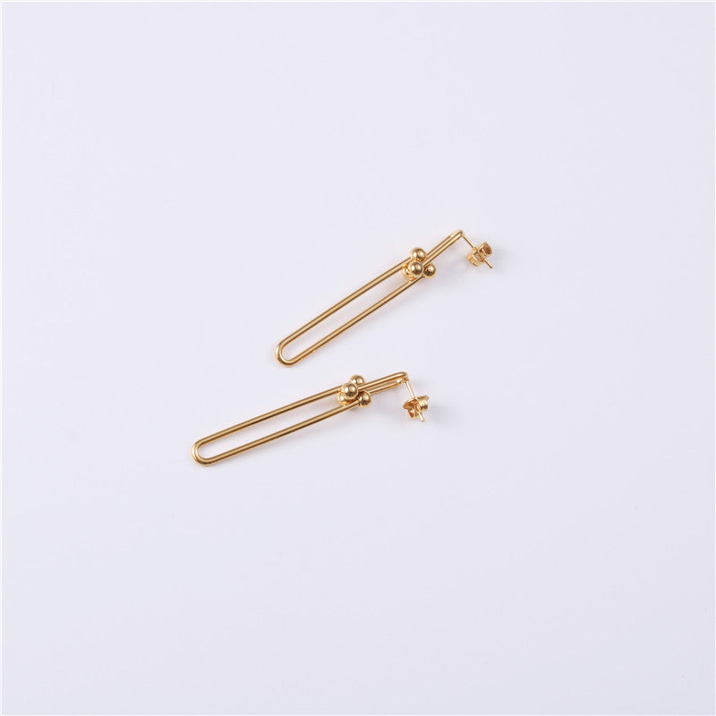 Golden chain stainless steel earrings