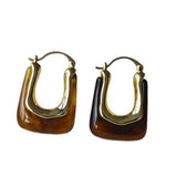 Caramel-colored resin alloy U-shaped earrings for autumn and winter