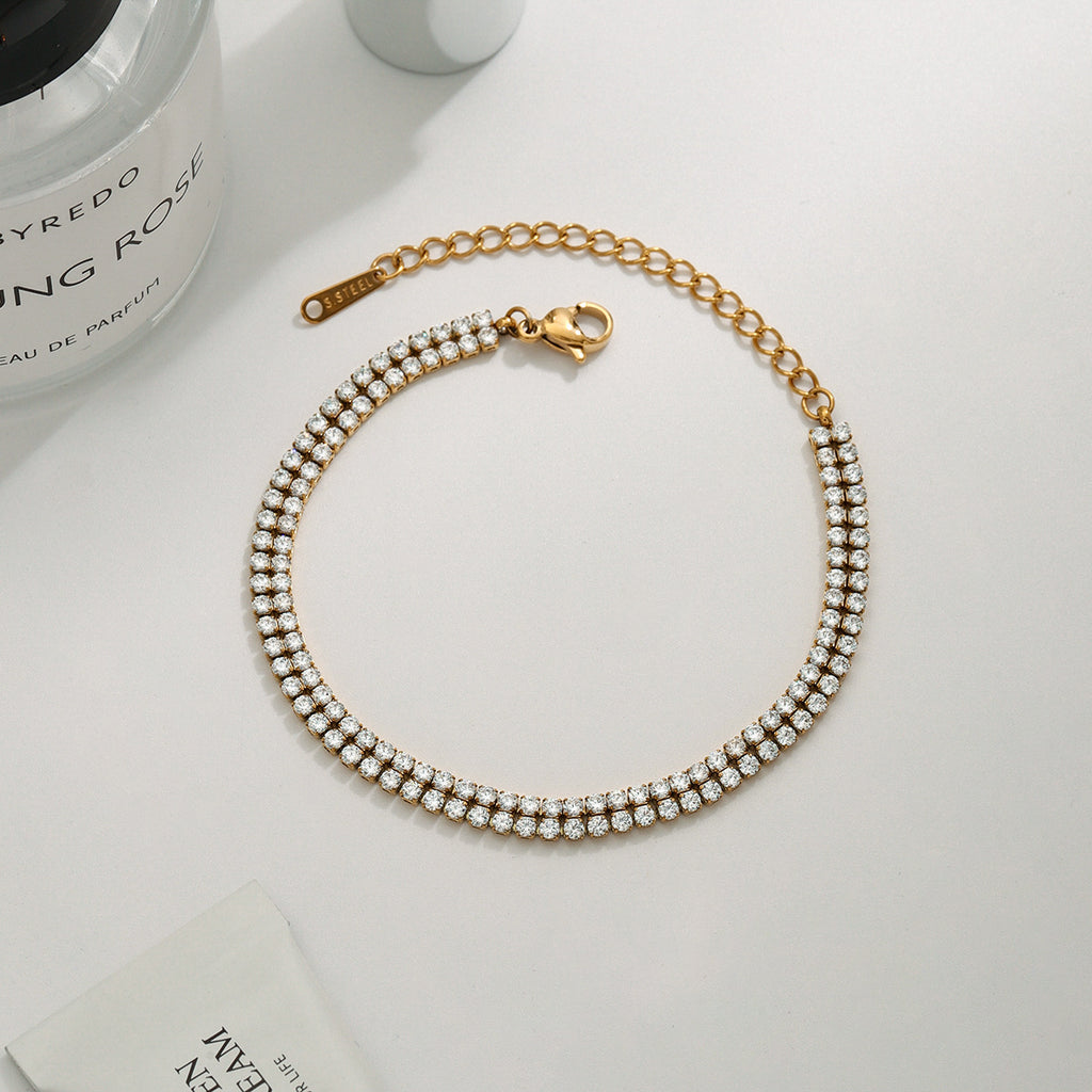 Stainless steel zircon chain bracelet