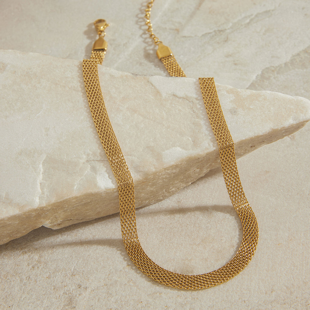 Stainless steel flat chain necklace