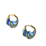 Handmade blue pearlescent enamel earrings