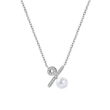 Load image into Gallery viewer, Simple, fashionable and elegant, niche design, percentage symbol, copper micro-inlaid white zirconium beaded pearl necklace, collarbone chain