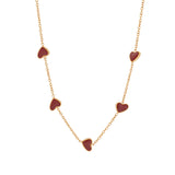 Stainless steel gold-plated wine red enamel oil dripping heart necklace collarbone chain