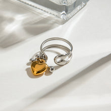 Load image into Gallery viewer, Stainless steel gold and silver color-matched heart-shaped pendant open ring
