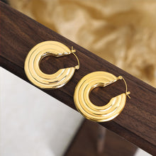 Load image into Gallery viewer, Stainless steel textured circular earrings