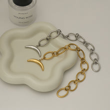 Load image into Gallery viewer, Golden, steel-colored stainless steel moon bracelet