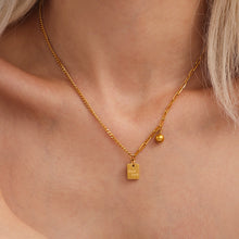 Load image into Gallery viewer, Stainless steel English square sign round ball pendant necklace collarbone chain