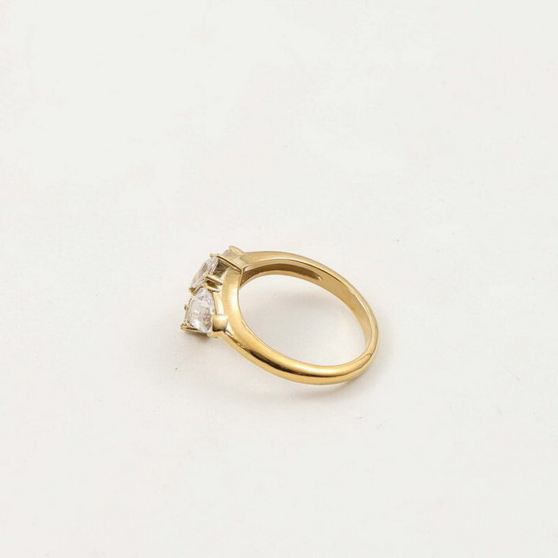 18K gold stainless steel ring set with zirconium petals