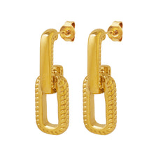 Load image into Gallery viewer, Stainless steel gold-plated geometric square-framed texture earrings