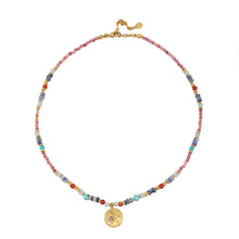 Load image into Gallery viewer, Sunflower pendant natural stone beaded necklace