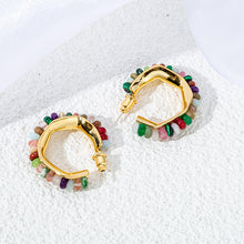 Load image into Gallery viewer, Colored natural stone beaded C-shaped earrings