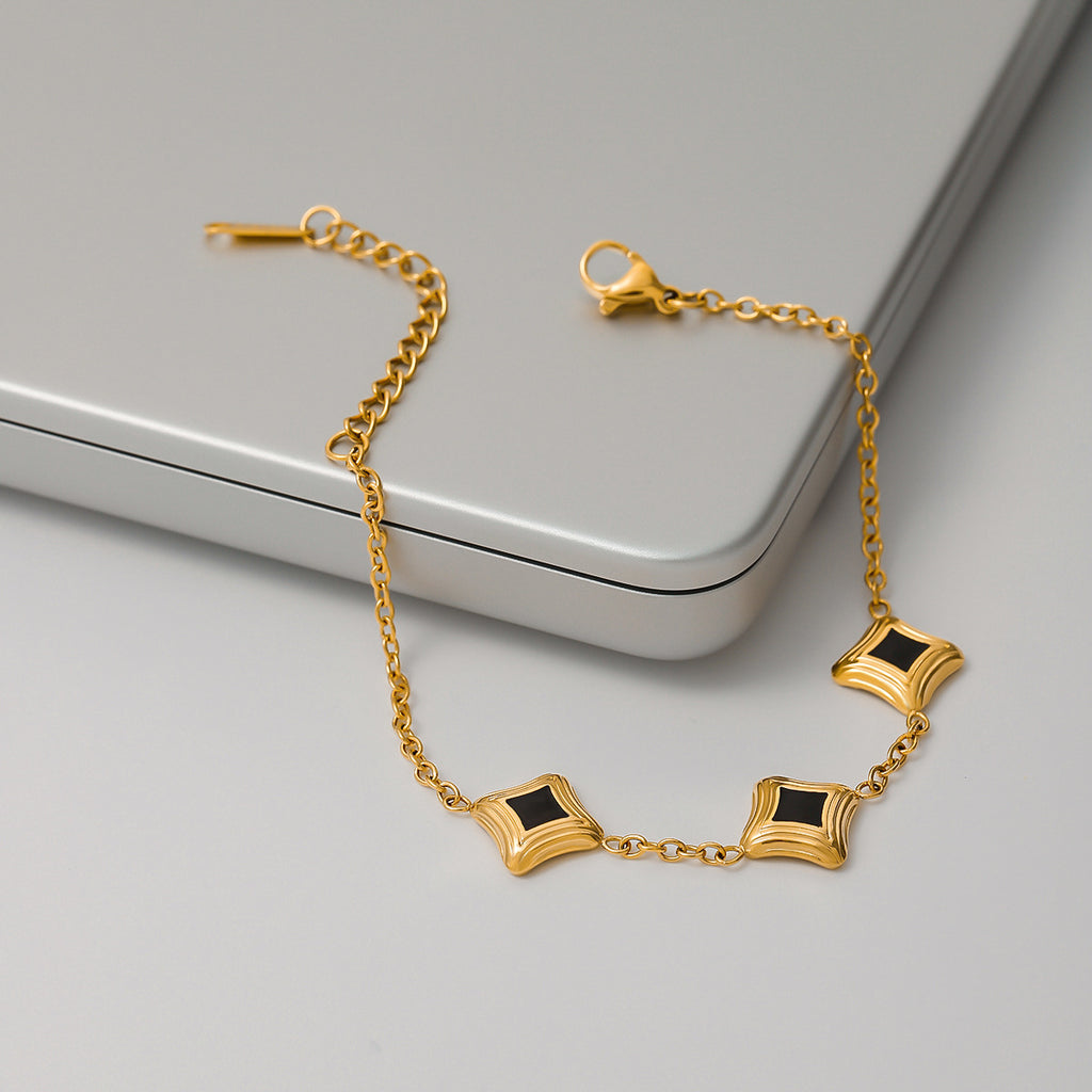 Stainless steel oil-dripping square chain bracelet