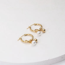 Load image into Gallery viewer, 18K gold stainless steel pearl round ball pendant ear ring