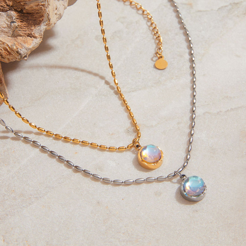 Stainless steel moonstone pendant necklace