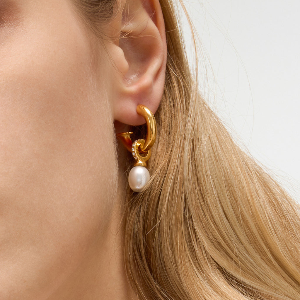 Stainless steel pearl pendant earrings