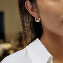 Load image into Gallery viewer, Stainless steel zirconium-inlaid friendship hand round stud earrings