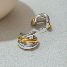 Load image into Gallery viewer, Stainless steel gold and silver color-matched C-shaped earrings