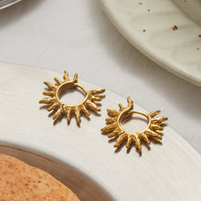 Load image into Gallery viewer, Golden stainless steel sunflower hollowed-out earrings