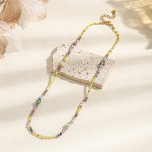 Load image into Gallery viewer, A hand-beaded necklace made of colored natural stone pearls