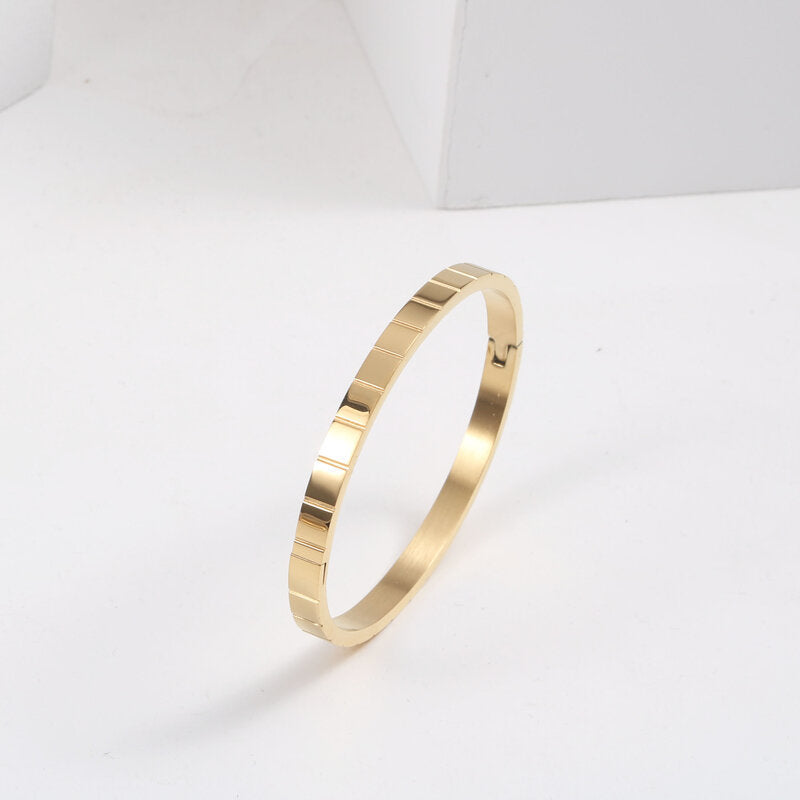 18K gold stainless steel checkered bracelet