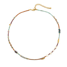 Load image into Gallery viewer, Colored natural stone freshwater pearl string necklace