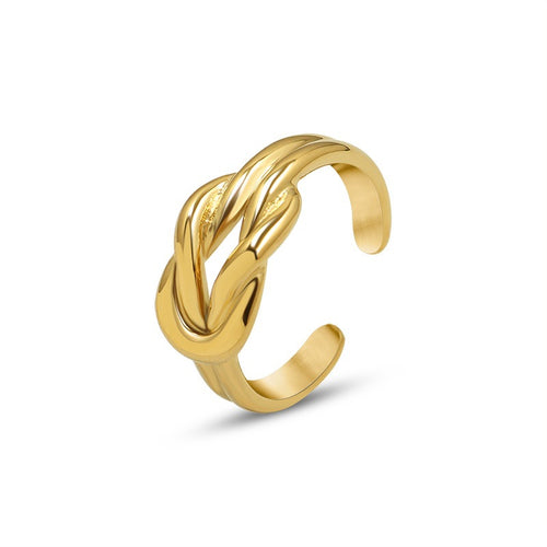18K gold stainless steel lucky knot open ring