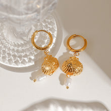 Load image into Gallery viewer, Stainless steel pearl shell pendant ear ring earrings