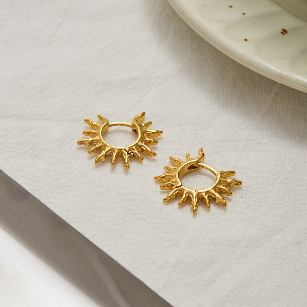 18K gold stainless steel sun earrings