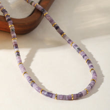Load image into Gallery viewer, Purple natural stone beaded necklace
