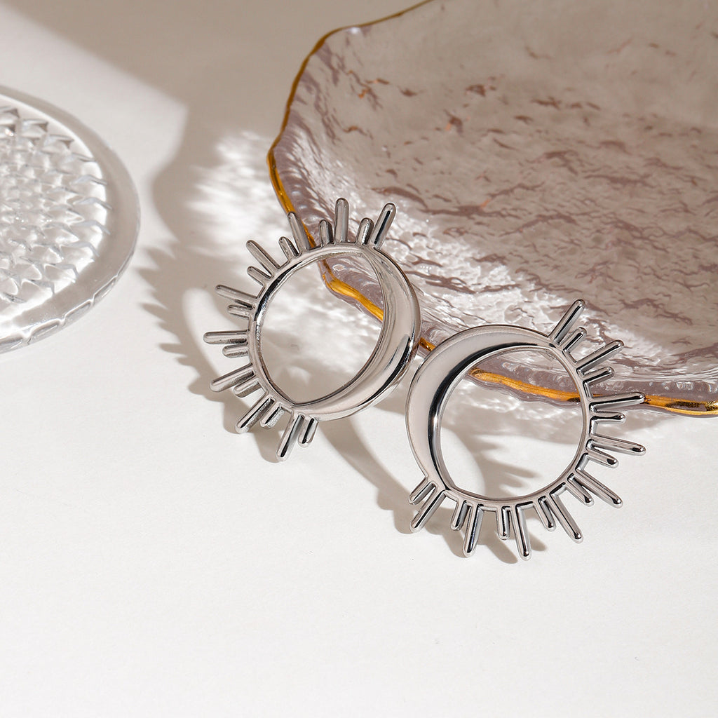 Stainless steel sun and moon earrings