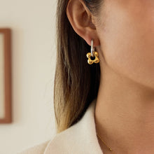 Load image into Gallery viewer, Stainless steel flower circle two-color earrings