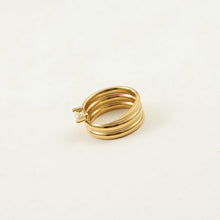 Load image into Gallery viewer, 18K gold stainless steel spiral arc surface three-ring zirconium-set ring