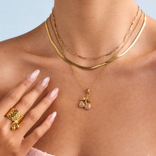 Load image into Gallery viewer, Stainless steel cherry pink zircon necklace