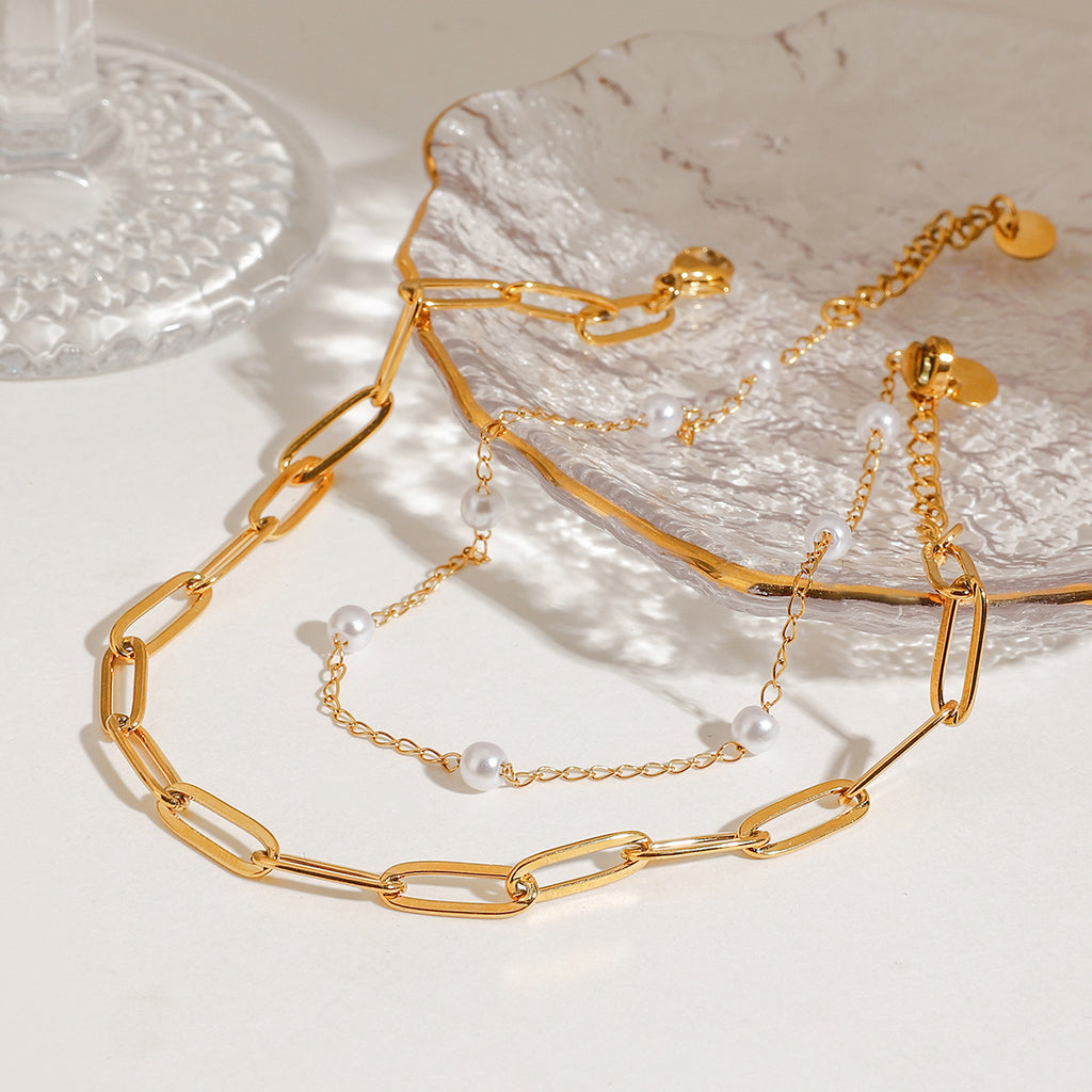 Stainless steel double-layer anklets