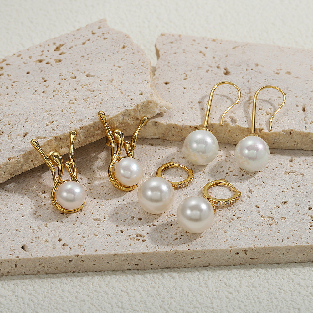 Imitation pearl earrings