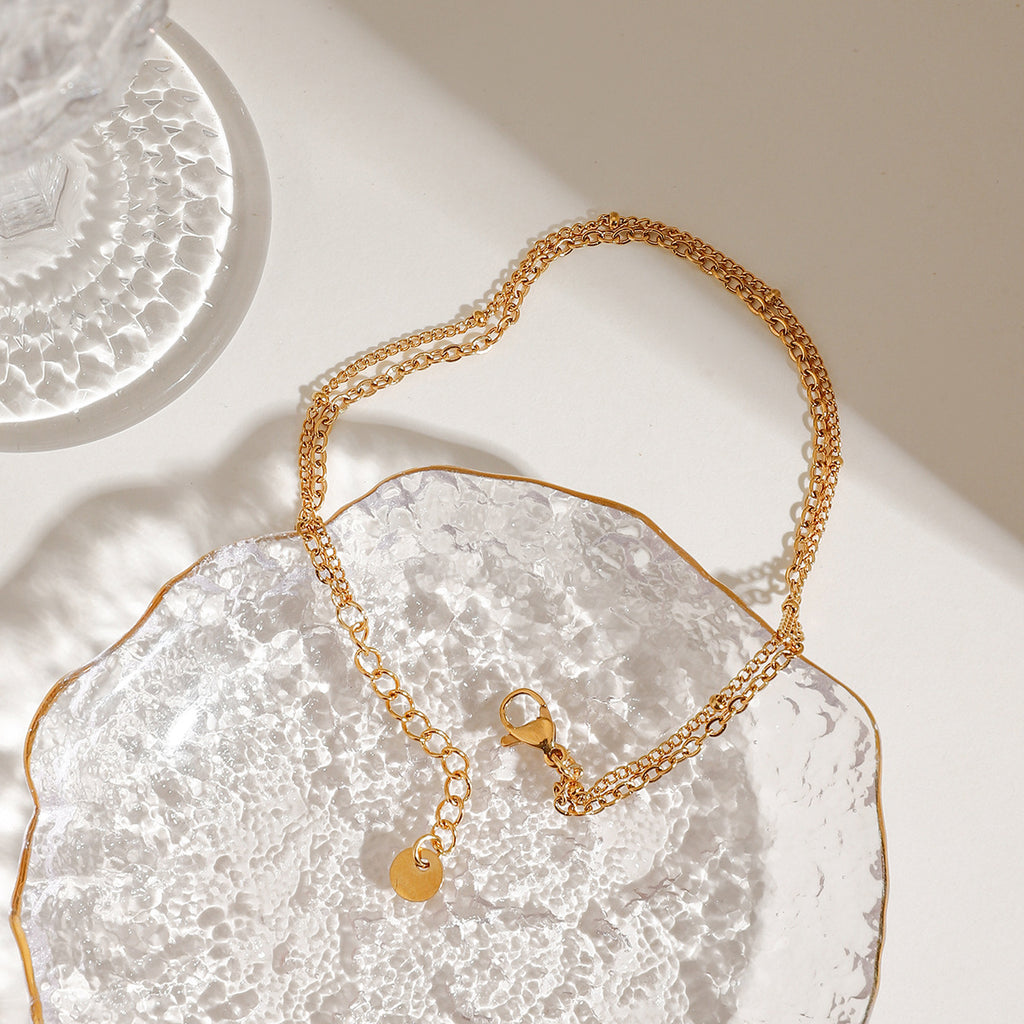 Golden stainless steel beaded chain, O-shaped chain, two-color anklets