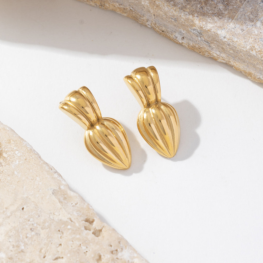 18K real gold electroplated stainless steel golden radish earrings