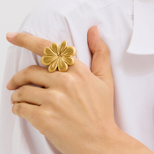 Stainless steel golden flower-opening ring