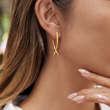 Load image into Gallery viewer, 18K gold stainless steel cross-stud earrings
