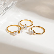 Load image into Gallery viewer, A 3-piece set of stainless steel diamond-encrusted stackable rings
