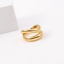 Load image into Gallery viewer, 18K gold stainless steel double-layer arc-shaped special-shaped ring