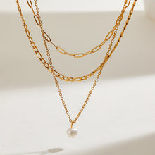Load image into Gallery viewer, Stainless steel pearl multi-layered necklace