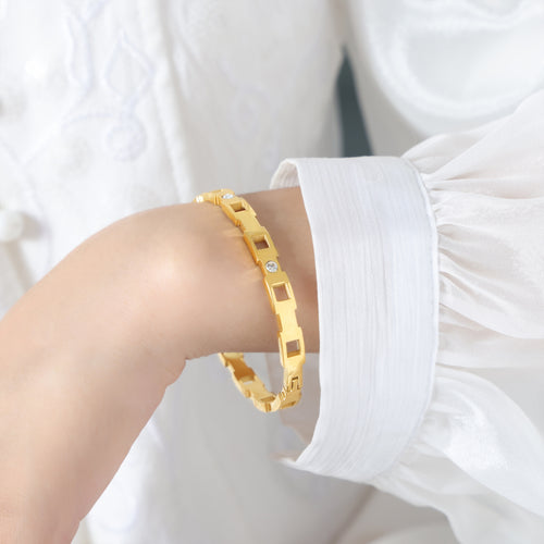 18K gold stainless steel bracelet with zirconium inlay