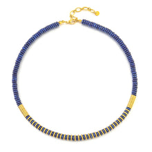 Load image into Gallery viewer, Natural stone lapis lazuli frisbee beaded necklace