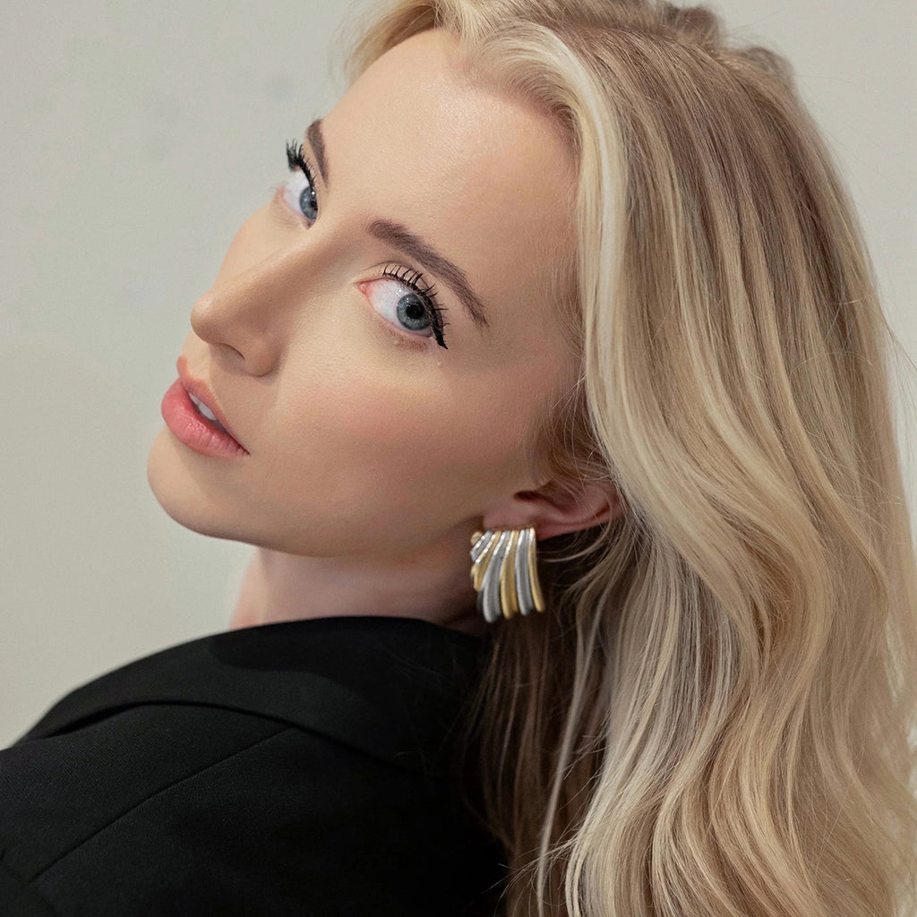 Stainless steel color-blocking stud earrings