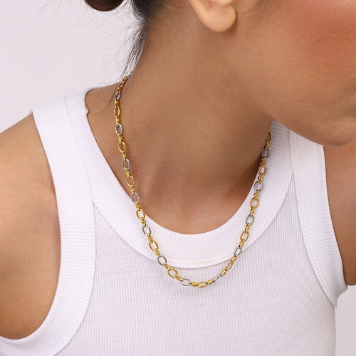 18K gold and silver dual-color stainless steel necklace