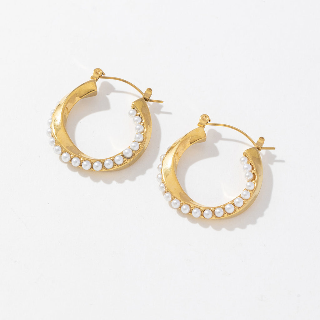 18K gold stainless steel circular earrings