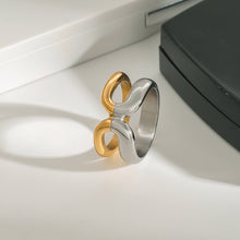 Load image into Gallery viewer, Stainless steel, gold and steel color two-tone ring