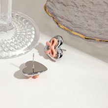 Load image into Gallery viewer, Stainless steel heart-shaped painted bow earrings